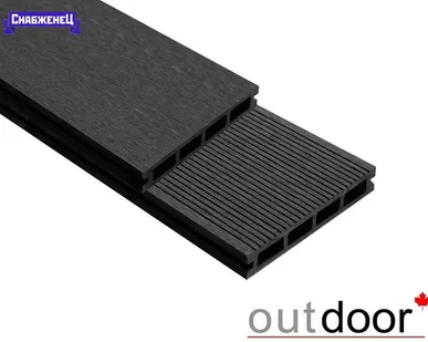 фото Террасная доска из ДПК Outdoor "Velvet Industrial" цвет: Чёрный, 150x25 мм, вельвет/шлиф. (цена м2)