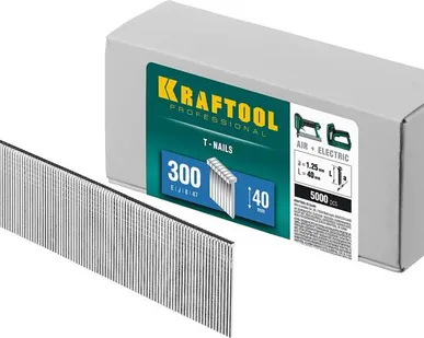 фото KRAFTOOL тип 18GA (47/300/F) 40 мм, 5000 шт, гвозди для нейлера (31785-40)