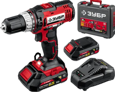 фото Дрель-шуруповерт, 2 АКБ (2 Ач), в кейсе ДШЛ-185-22