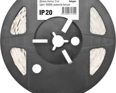 фото Лента светодиодная 71 705 NLS-3528CW120-9.6-IP20-12V-Pro R5 9.6Вт/м (уп.5м) Navigator 71705
