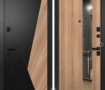 фото Сейф-двери орфей-317 сатин черный лофт черный+вяз борон светлый