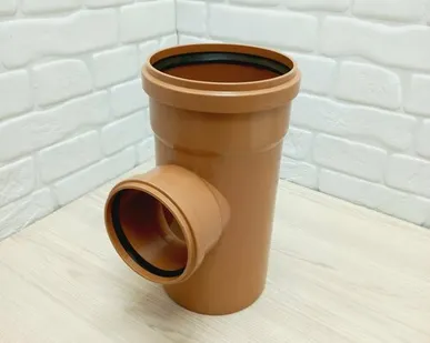 фото Тройник 160 канализационный наружный, 160мм х110мм х 90 градусов, рыжий, полипропилен