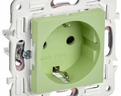фото SKANDY Розетка с заземлением с защитными шторками 16А безвинтовое крепление SK-R06G мятный IEK