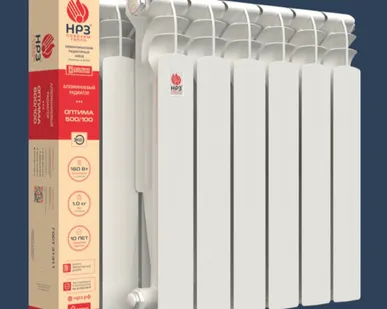 фото Радиатор алюминиевый "НРЗ" 500/100(10) 10 секций ОПТИМА (1,0 кг,160 Вт)