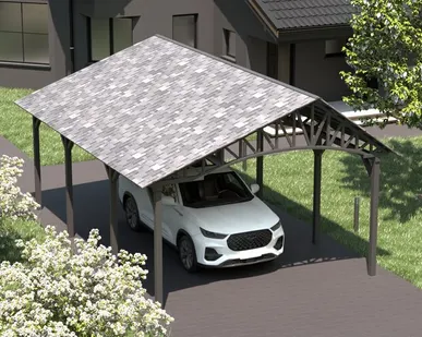 фото Двускатный навес №20 из гибкой черепицы 4,5х6,25 м