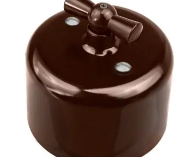 фото Выключатель проходной 1кл. R керамика корич. Bironi R1-211-02