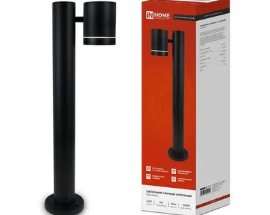 фото Светильник P600R-ЦИЛИНДР-1GX53-NL-BL IP65 под лампу GX53 600мм НБУ уличный напольный алюм. черн. IN HOME 4690612052922