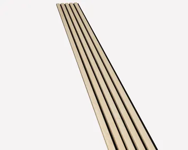 фото Акустическая реечная панель – Ясень, шпон - Черный - 2400 мм - Половинка