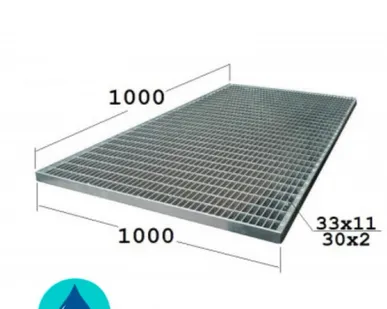 фото P 1000х1000 30/2 33х11 Zn стальная грязезащитная придверная решетка