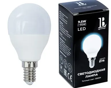 фото Светодиодная лампа L&B 9W 950Lm 3000K E14 E14-9,5W-3000К-G45