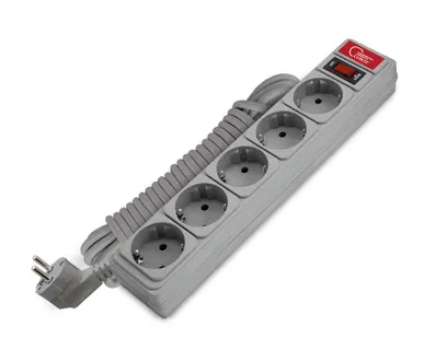 фото Удлинитель с сетевым фильтром 5х5м 10А ПВС 3х0.75 сер. Союз 1330