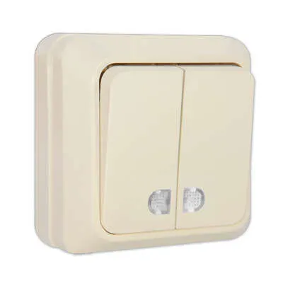 Фото №0 Выключатель 2-кл. ОП Олимп 10А IP20 с подсветкой сл. кость UNIVersal Б-О0123