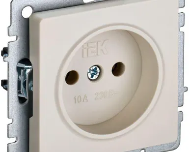 фото Розетка BRITE РС10-1-0-БрКр 10А без заземл. без защ. шторок беж. IEK BR-R10-10-K10