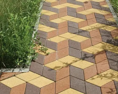 фото Тротуарная плитка Ромб 323х190х50 мм, жёлтая