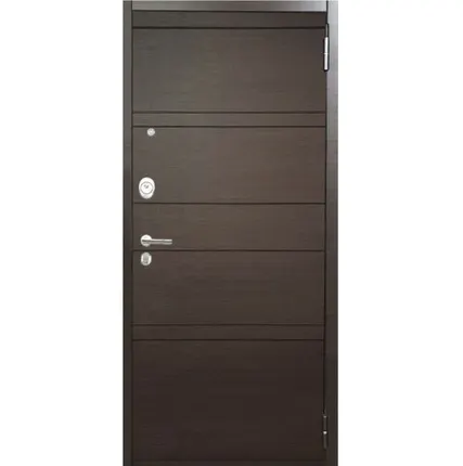 Фото №0 Входная дверь ПРО Агат Дуо венге горизонт 2 листа металла