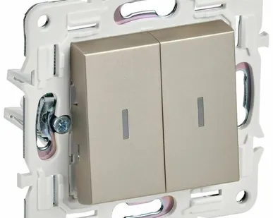 фото SKANDY Выключатель 2-клавишный проходной с индикацией 10А SK-V10Sh шампань IEK
