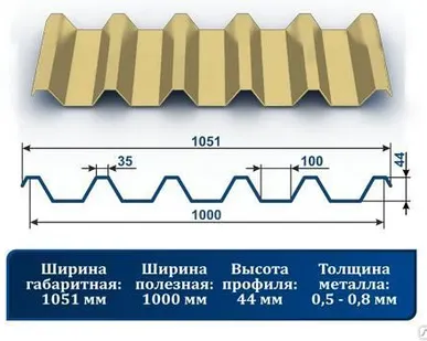 фото Профнастил С-44 окрашенный 1014 темный беж