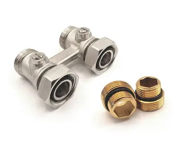 фото Узел Н-образный для нижнего подключения радиатора прямой, латунь 3/4", индивидуальная упаковка, никелированный, RTP