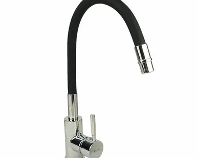фото Смеситель для кухни GrossAqua Colorflex, с гибким изливом, черный (3241508B)