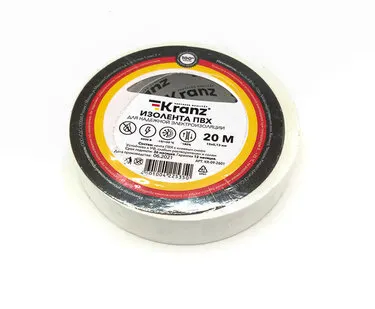 фото Изолента 15мм х 20м белая Kranz
