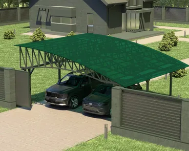 фото Полуарочный навес №32 из поликарбоната 6,9х6,3 м