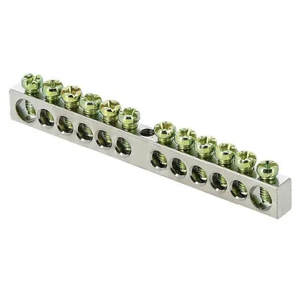 Фото №0 Шина PEN "ноль-земля" 6х9 12 отв. никель крепеж по центру PROxima EKF sn1-63-12