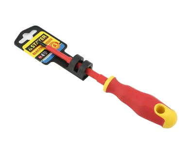 фото Отвертка STAYER PROFI ELEKTRO диэлектрическая до 1000В, двухкомп рукоятка, SL 4,0х100мм