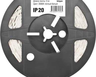 фото Лента светодиодная 71 703 NLS-3528WW60-4.8-IP20-12V-Pro R5 4.8Вт/м (уп.5м) тепл. бел. Navigator 71703