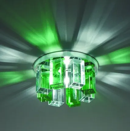 Фото №0 Светильник встраиваемый G9 369357 хром/прозрачно зеленый хрусталь Novotech