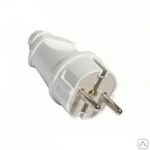 Фото №0 Вилка прямая с заземлением белая 16А 250В EKF