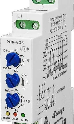 Фото №0 Реле контроля фаз РКФ-М05-1-15 (АС100, 220, 415В)
в