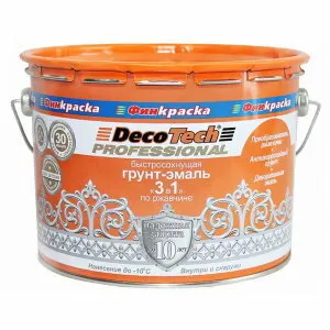 Фото №0 DecoTech, быстросохнущая грунт-эмаль 3 в 1, Ral 7004, серый, 1,8 литра