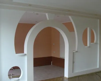 фото Перегородки из ГКЛ с обшивкой в 2 слоя с 2-х сторон на криволин. участках