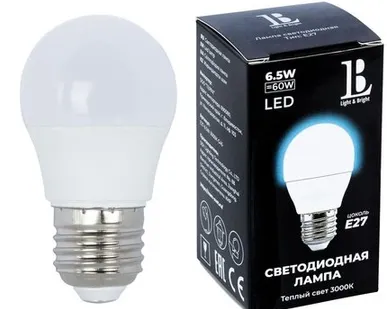 фото Светодиодная лампа L&B 6W 520Lm 3000K E27 E27-6,5W-3000K-G45