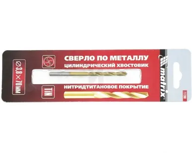 фото Сверло по металлу, 8 мм, HSS, нитридтитановое покрытие,цилиндрический хвостовик// Matrix