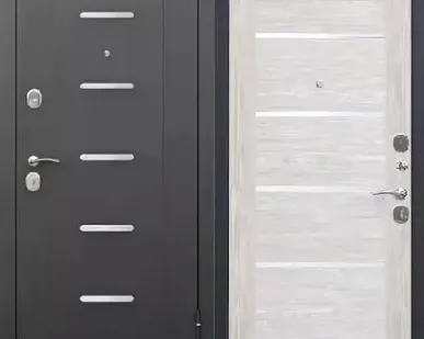 фото Дверь входная Гарда 7,5см (Ferroni) металл с молдингом/царга,Черный муар/Лиственница бежевая 2050х860мм, ПРАВАЯ