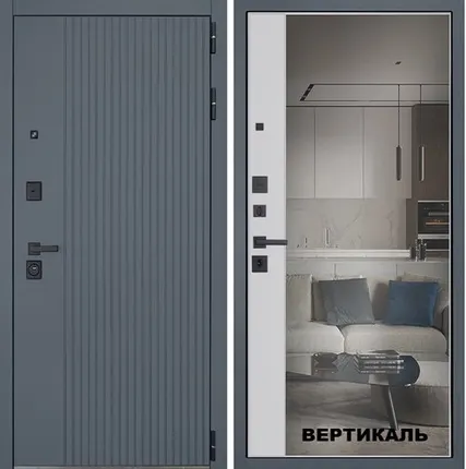 Фото №0 Входная дверь Вертикаль Графит-зеркало капучино АСД