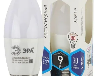 фото Лампа светодиодная B35-9w-840-E27 свеча 720лм ЭРА Б0027972