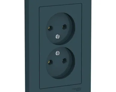 фото Розетка 2-м СП AtlasDesign 16А IP20 без заземл. в сборе изумруд SchE ATN000820
