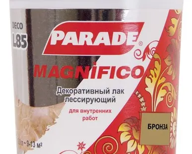 фото Лак PARADE Лак для декоративной отделки поверхностей PARADE L5 0,9 л глянцевый бронза 0005760
