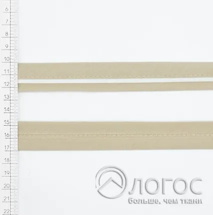 Фото №0 Косая бейка декоративная с кантом Т 25мм, D18+D2 (кремовый с молочным кантом)