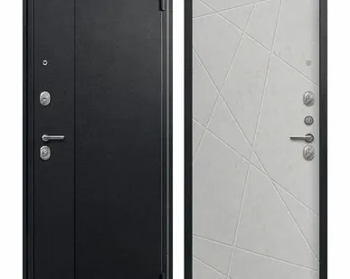 фото Дверь входная А-03 (Центурион) металл/МДФ, Черный сатин/Бетон светлый 2050х860мм, ПРАВАЯ (2025)