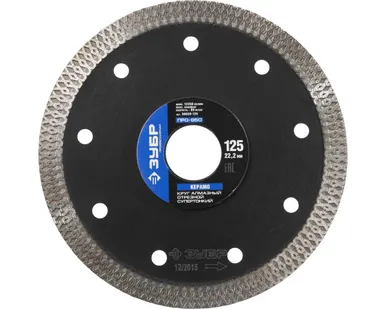 фото Круг алмазный ультратонкий по керамограниту Зубр ТОНКОРЕЗ 36659-125, 125х22.2х1.2 мм