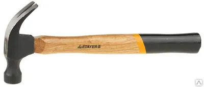 Фото №0 Молоток-гвоздодер STAYER с деревянной рукояткой, 560г