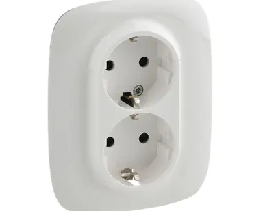 фото Розетка 2-м СП Valena Allure 16А IP20 250В 2х2К+З с лиц. панелью защ. шторки безвинт. зажимы бел. Leg 753726