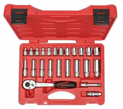 Фото №0 Набор торцевых головок 3/8" 6-гранных,7-19 мм, 24предмета, IZELTAS, 14000005134