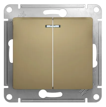 Фото №0 Механизм выключателя 2-кл. СП Glossa 10А IP20 (сх. 5а) 10AX с подсветкой титан SchE GSL000453