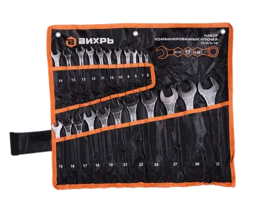 фото Набор комбинированных ключей 22 шт. 6 - 32, в чехле Вихрь